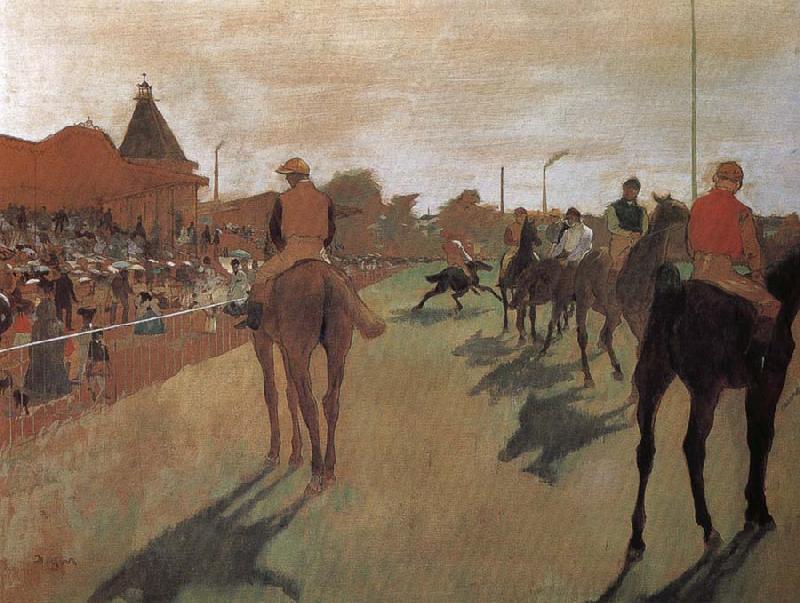 Edgar Degas a group of Racehorse oil painting image